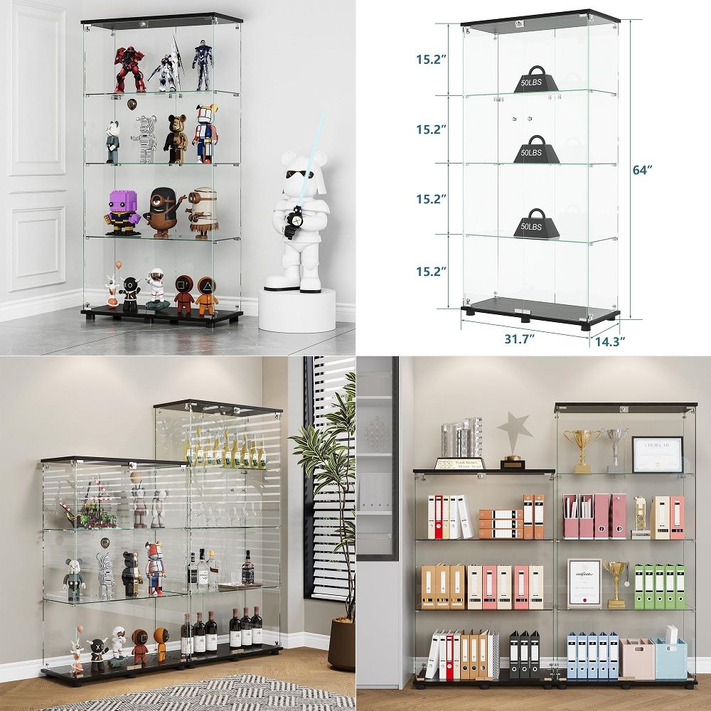 B & J Florist Supply Linwood - Lemari Pajangan dengan 4 Rak, Pintu